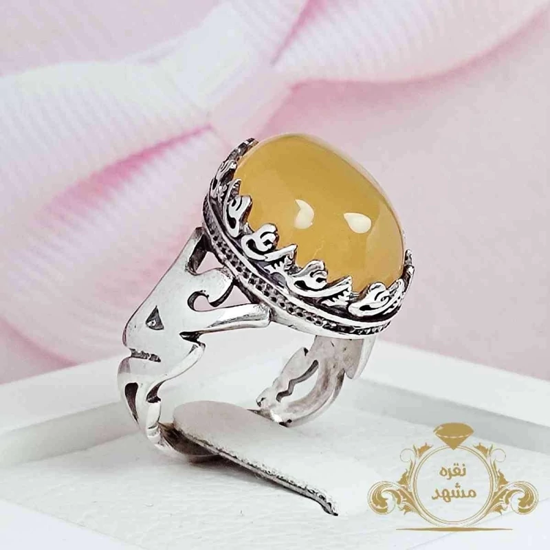 مردانه انگشتر عقیق زرد اصلی