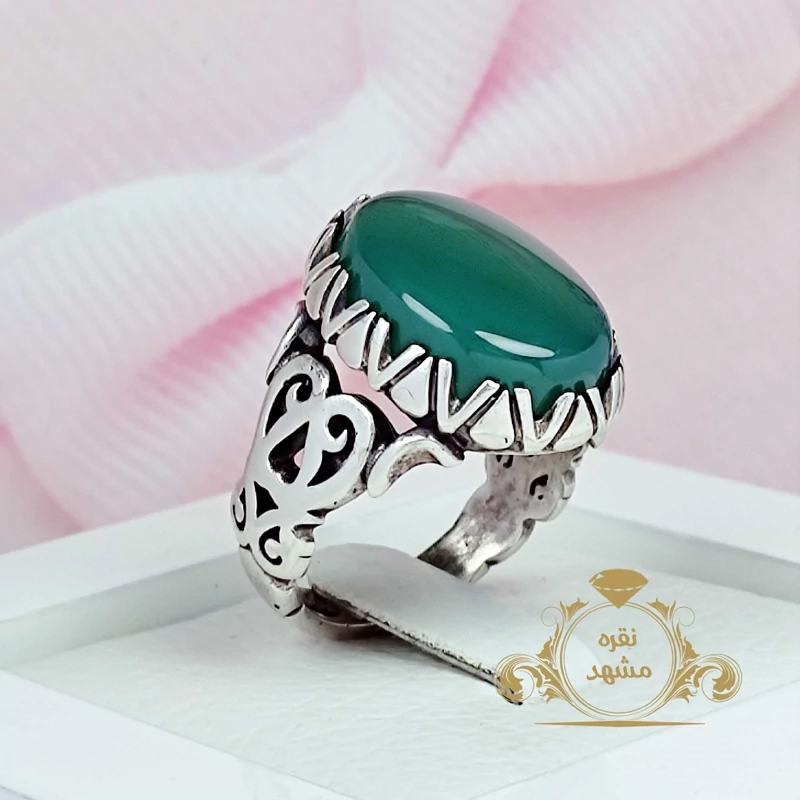 انگشتر مردانه عقیق سبز اصلی (5010)