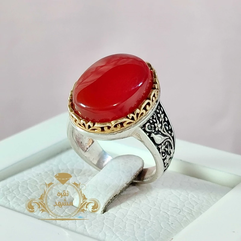 مردانه انگشتر عقیق سرخ معدنی