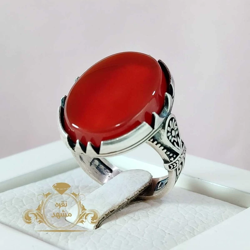 مردانه انگشتر عقیق سرخ تیره