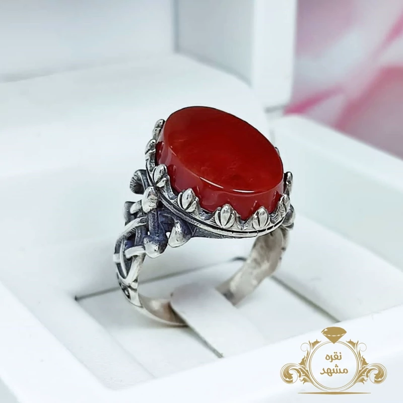 انگشتر نقره مردانه عقیق سرخ  (کد 1440)