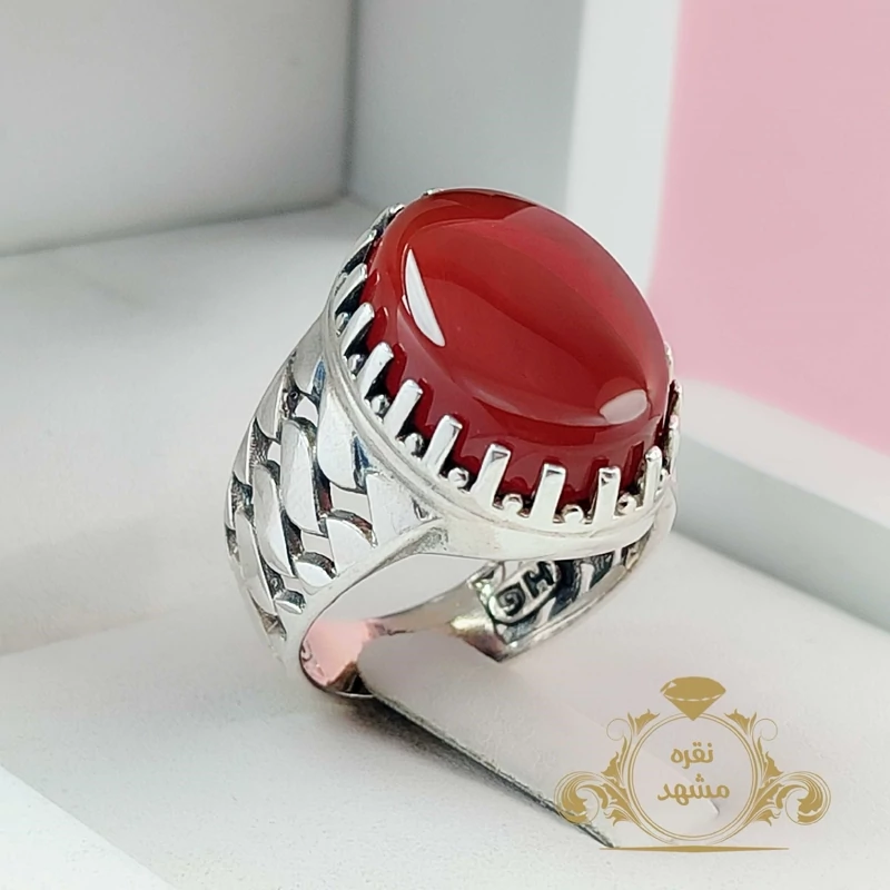 انگشتر مردانه عقیق سرخ معدنی (5032)