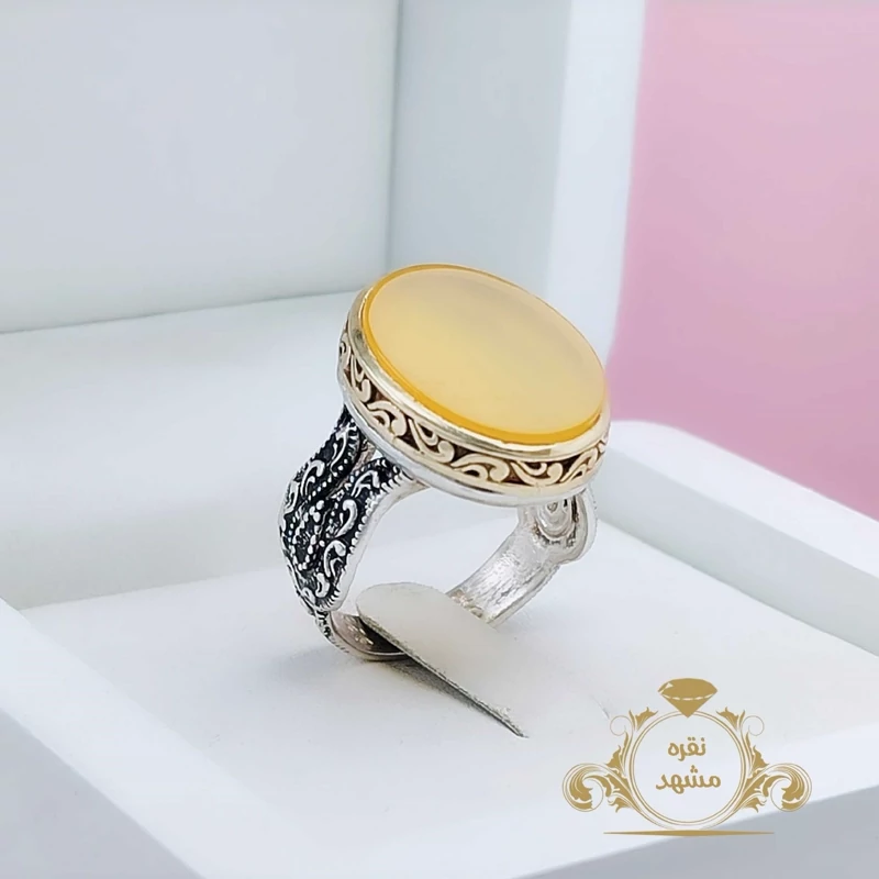انگشتر مردانه عقیق زرد طبیعی