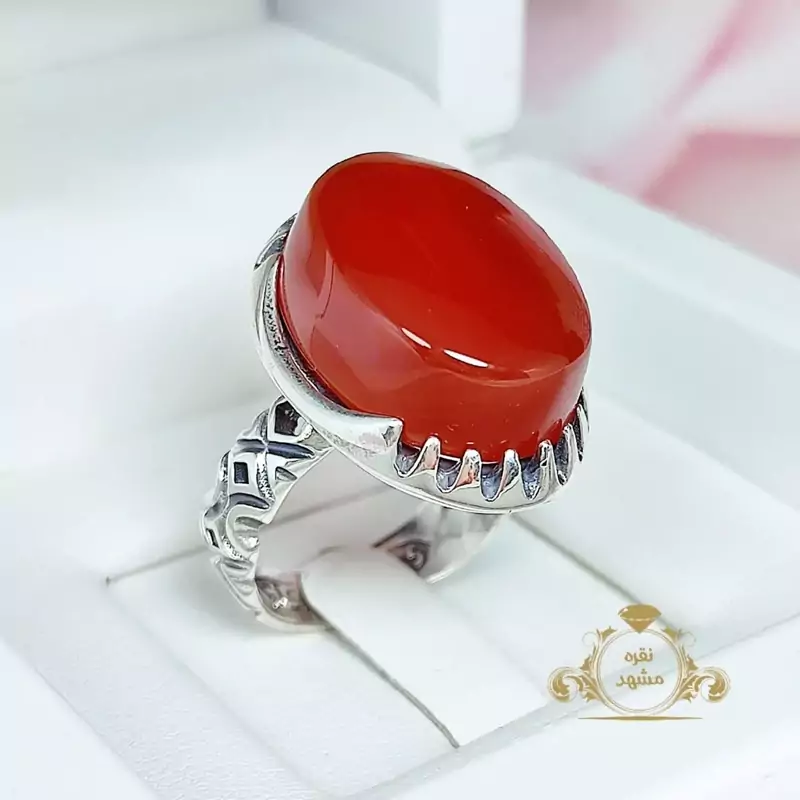 انگشتر مردانه عقیق سرخ خراسان (کد 1272)