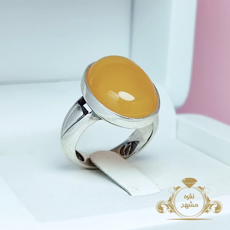 انگشتر مردانه عقیق زرد شرف الشمس (کد 1462)