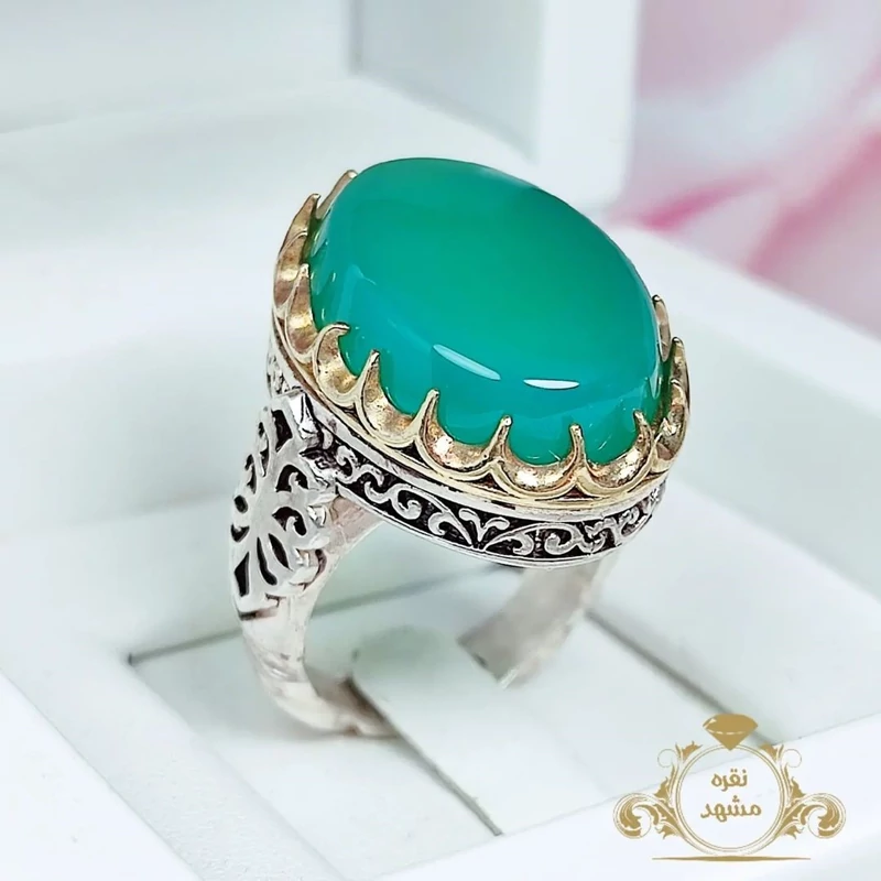 انگشتر عقیق سبز  درشت(کد 1427)