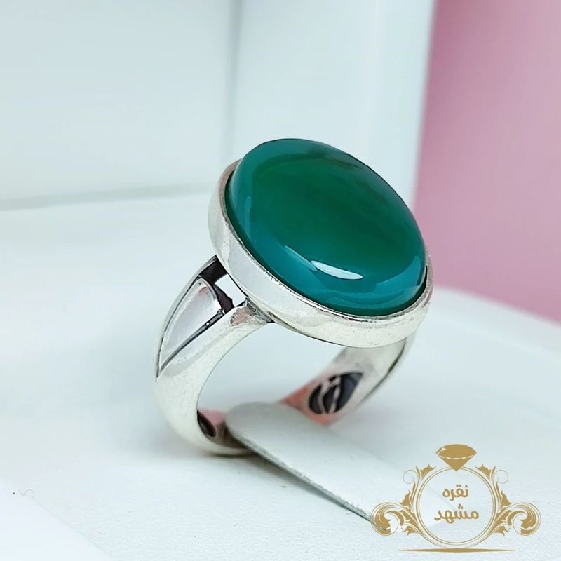 انگشتر مردانه عقیق سبز تیره (کد 1462)