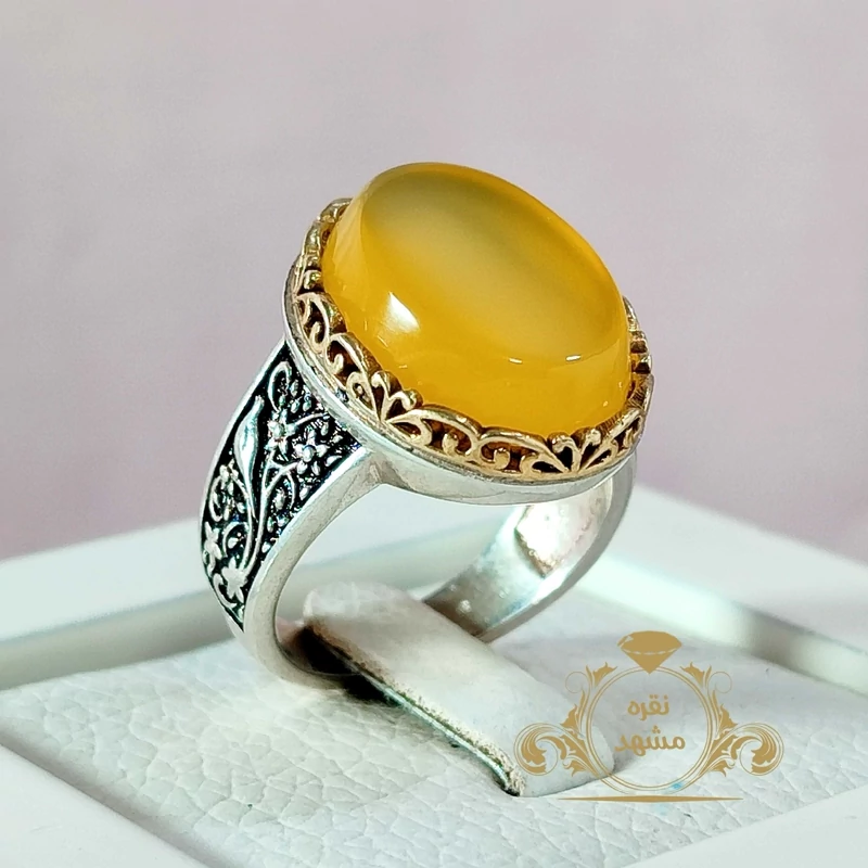انگشتر مردانه عقیق زرد خوشرنگ