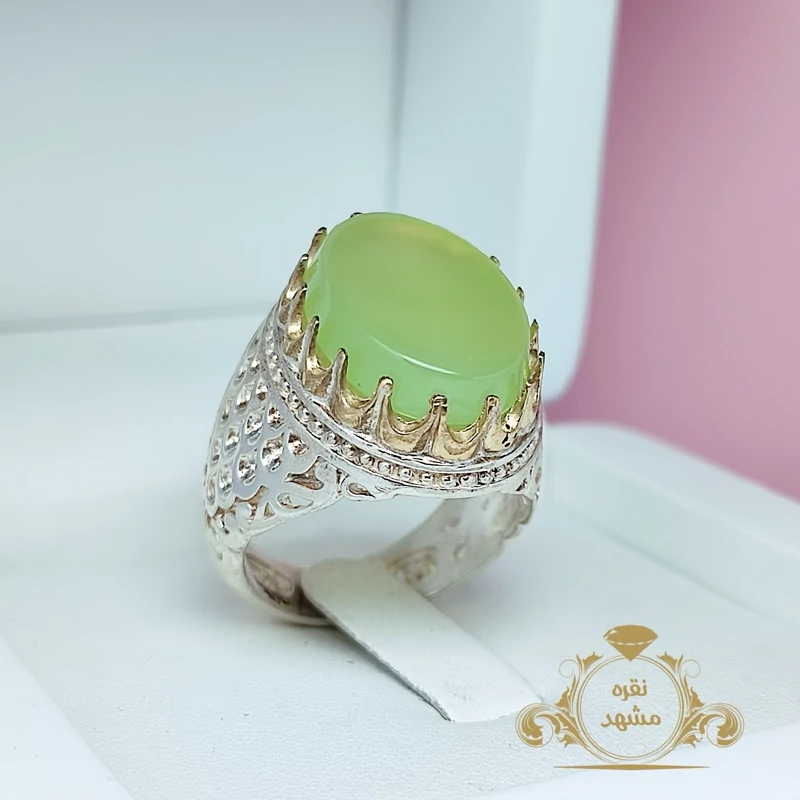 انگشتر عقیق سبز  اصلی  (کد 7014)