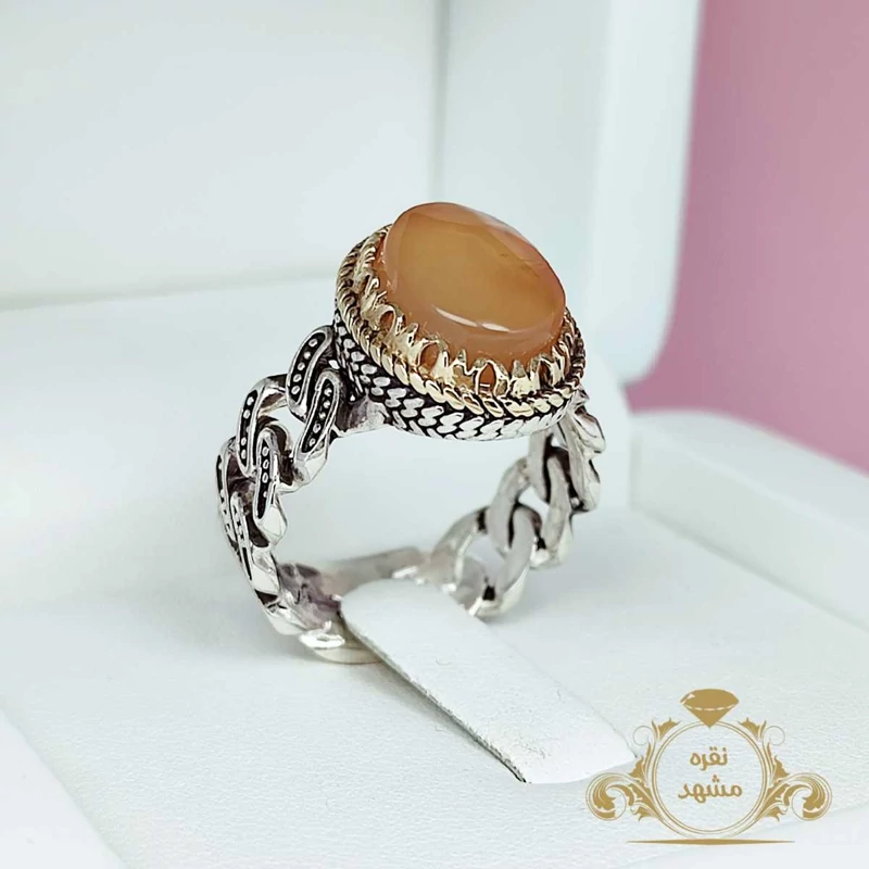 انگشتر اصل یمنی سبک و ظریف رکاب زنجیری