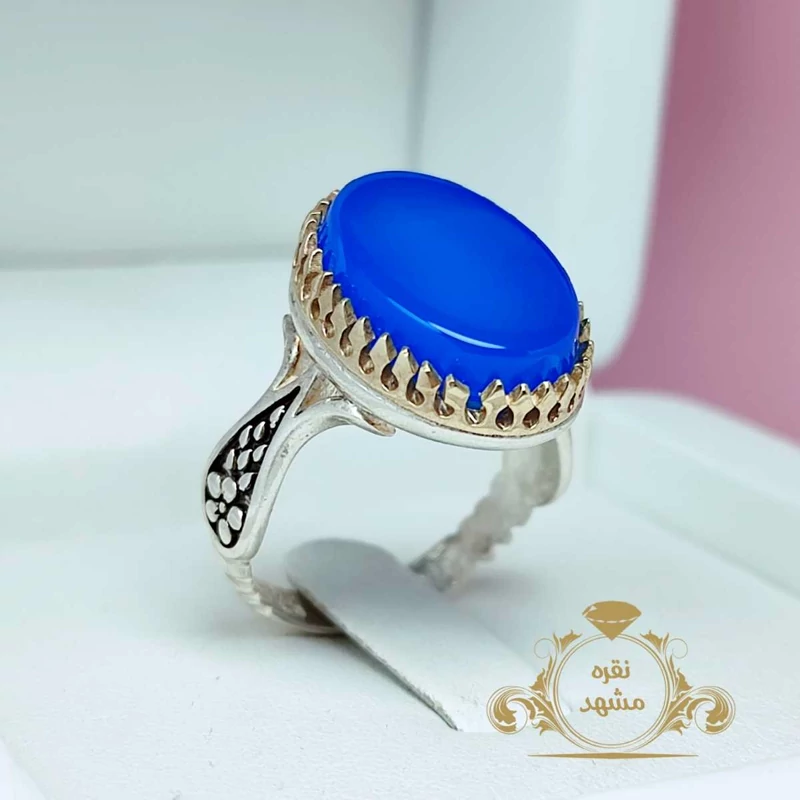 انگشتر نقره آبی اصلی