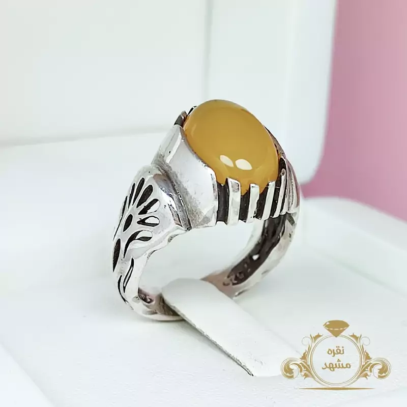انگشتر مردانه عقیق زرد (کد 1407)