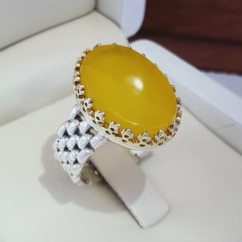 انگشتر خاص مردانه عقیق زرد (کد 1120)