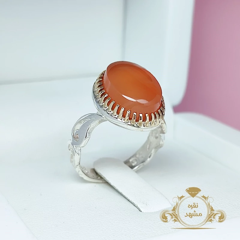 انگشتر مردانه عقیق یمنی پرتقالی (کد 1451)