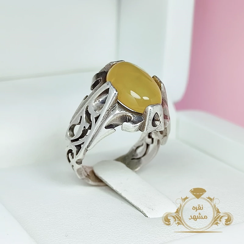 انگشتر مردانه عقیق زرد شرف الشمس  (کد 1304)