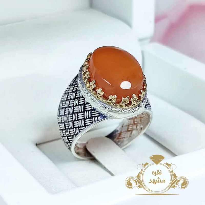 انگشتر عقیق یمنی رکاب زیبای حصیری