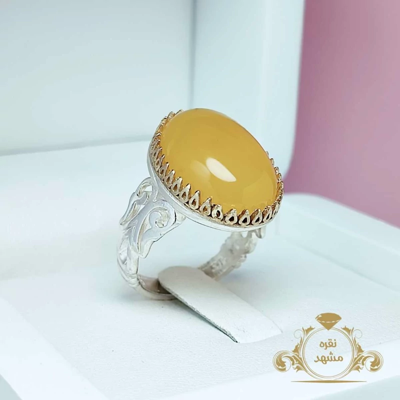 خرید انگشتر عقیق زرد مردانه