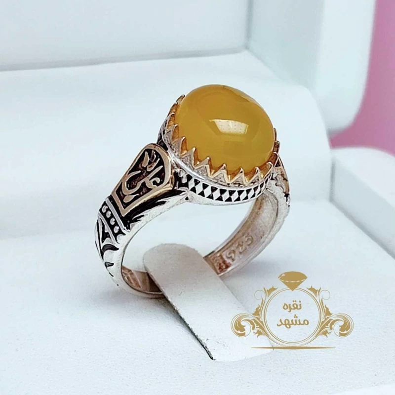مردانه عقیق زرد انگشتر