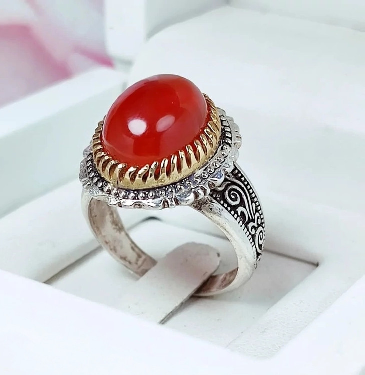 فروش عقیق سرخ اصلی مردانه طرح قلم زنی