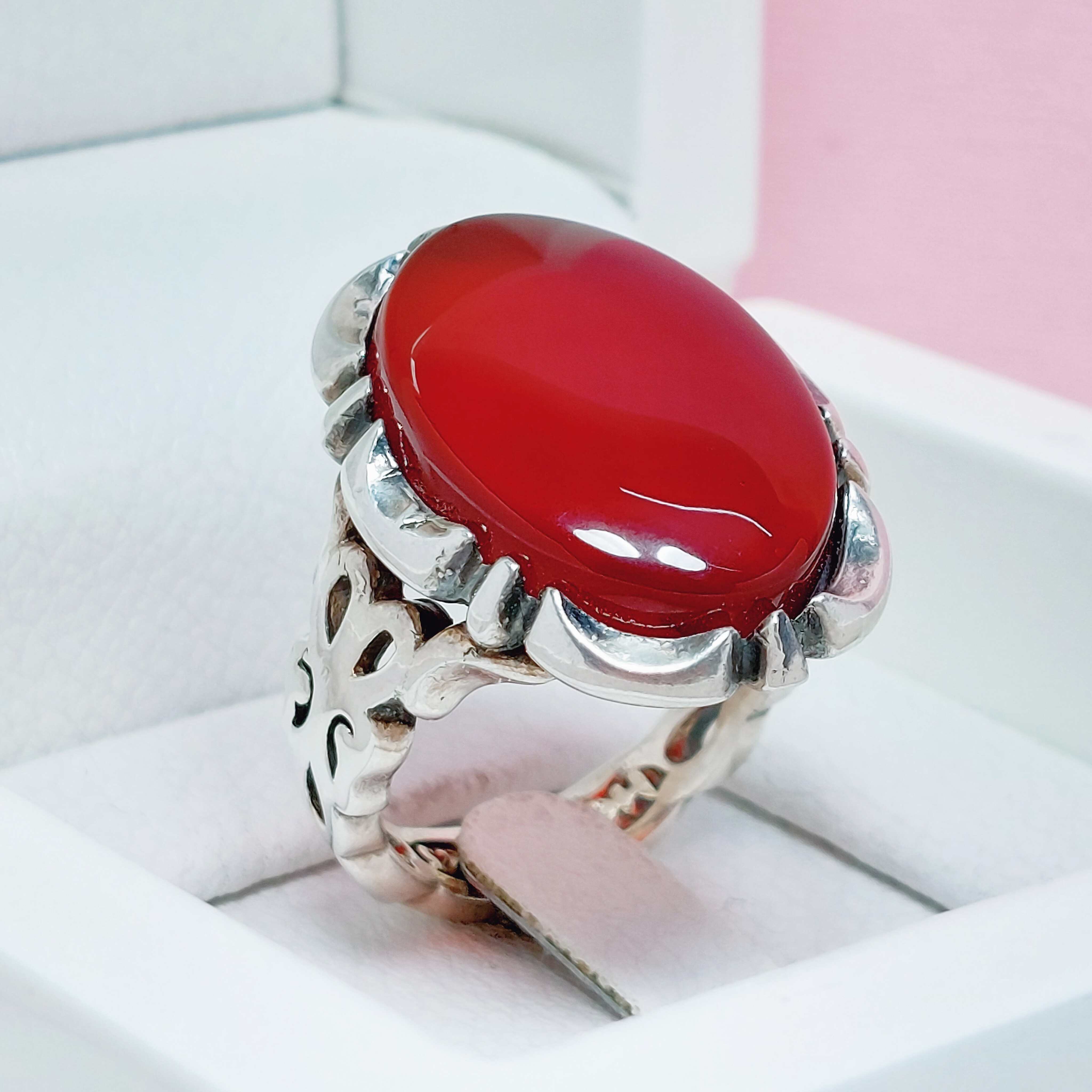 خرید انگشتر سرخ اصلی خراسان تراش یمنی خوشرنگ