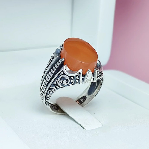 فروش ویژه انگشتر مردانه عقیق یمنی اصل