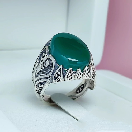 انگشتر سبز اصلی اکسید تمام نقره رنگ ثابت