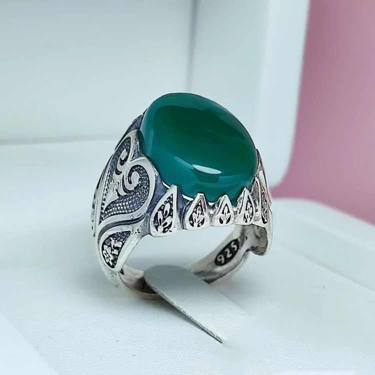 انگشتر سبز اصلی اکسید تمام نقره رنگ ثابت
