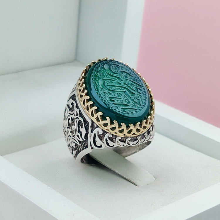 ولادت امام حسن انگشتر امام حسن عسکری نقره مردانه عقیق سبز