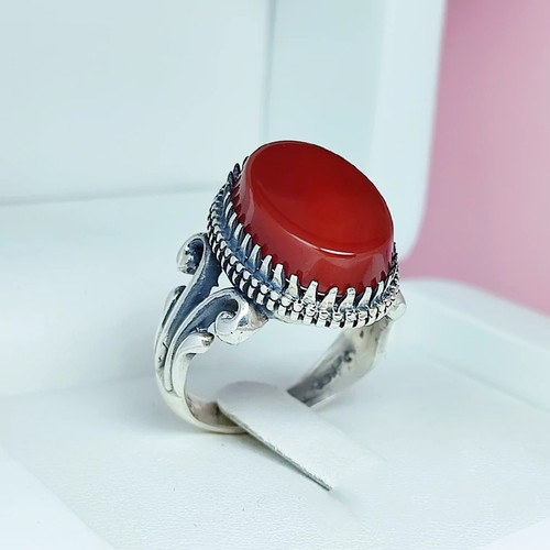 خرید عقیق سرخ مردانه نماد قدرت انگشتر مردانه شیک