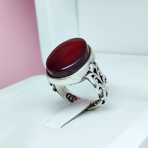 انگشتر عقیق سرخ خراسانی تیره مردانه پر فروش