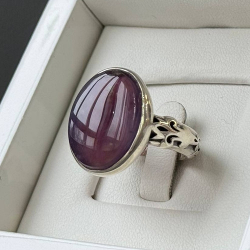 خرید انگشتر نقره مردانه عقیق سوسنی ناب یمنی