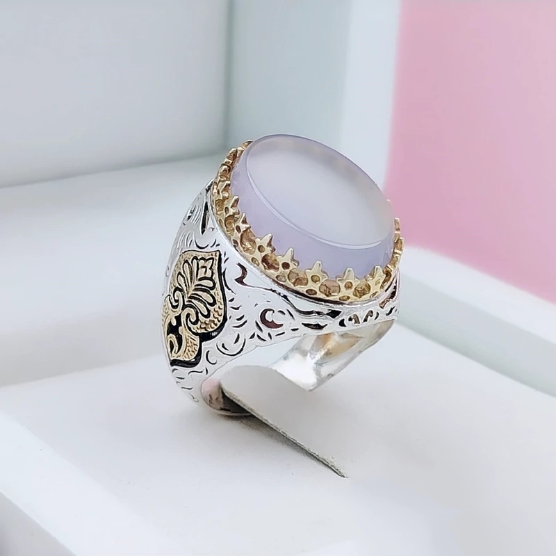 انگشتر نقره عقیق سوسنی مردانه (کد 1212)