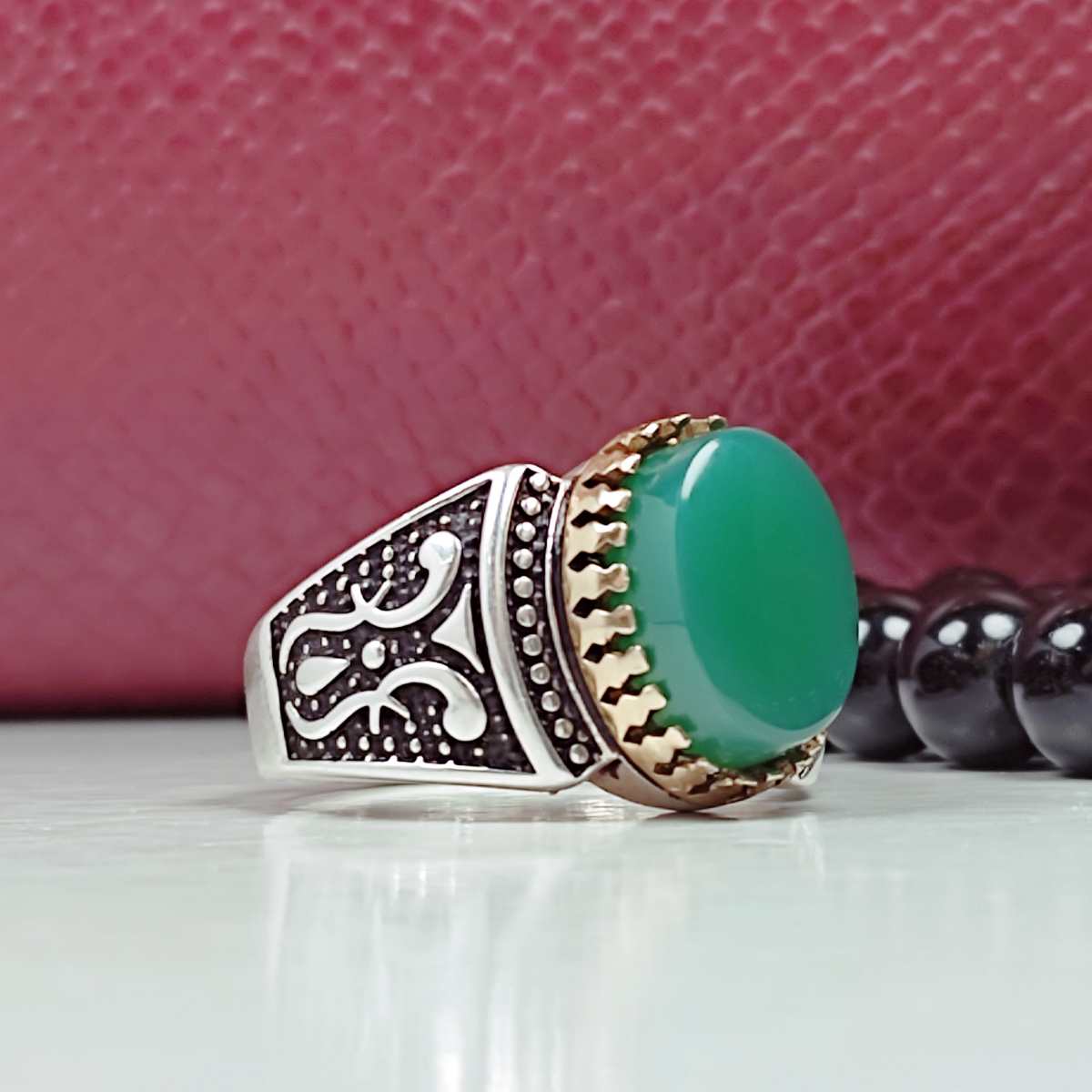 مردانه عقیق سبز طبیعی