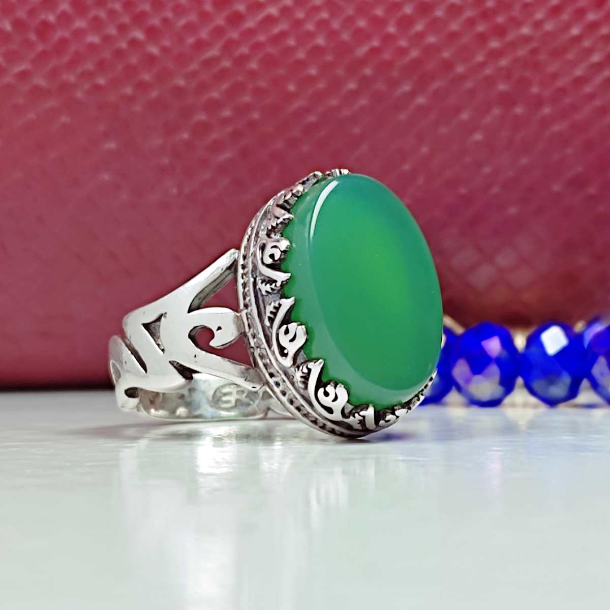مردانه عقیق سبز طبیعی