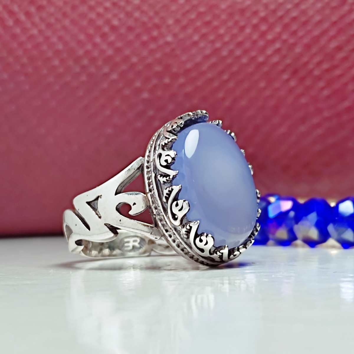 انگشتر مردانه عقیق یمنی کبود اصلی (5058)