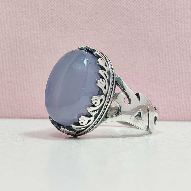 انگشتر نقره مردانه عقیق کبود یمنی